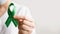 World lymphoma awareness day. A female doctor holds green ribbon. September 15. Liver, Gallbladders bile duct, kidney