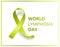 World lymphoma day isolated banner with green ribbon symbol and text