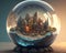 World in the magical crystall ball, surreal fantasy art. Generative AI