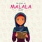World Malala Day, 12th July, Malala Yousafzai, women reading book, education, illustration vector