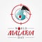World malaria day with graphic target mosquito