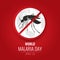 World Malaria day with No Mosquito Sign and world map on red background vector design