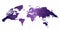 World map on abstract lined background in Gradient Ultra Violet Color