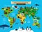 World Map Animals. Europe and Asia, South and North America, Australia and Africa Animals map vector illustration