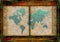 World map on antique book