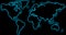 World map black blue glow