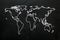 World map on blackboard. Sketch stylized globe map of the world with all continents.