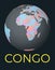 World map centered to Congo.