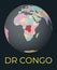 World map centered to DR Congo.