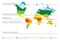 World map with climate zones, equator and tropic lines, arctic and antarctic circle. Vector