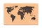 World map on cork board texture