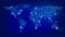 World map. Dotted map. Dots World map with spotlights on dark blue background.  Global social network.  Blue futuristic background