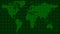 World map earth, dark green radar screen matrix style