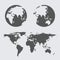 World map earth globes icon flat web sign symbol logo label