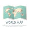 World Map Earth With Pins Travel Concept