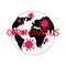 World map flat sign icon and coronavirus bacteria signs and coronavirus inscription. Vector illustration eps 10