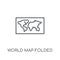 World Map Folded linear icon. Modern outline World Map Folded lo