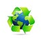 World map globe recycle symbol illustration