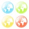 World map glossy icons set