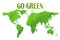 World map go green mind speech concept