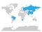 World map with highlighted member countries of BRICS - association of five major emerging national economies - Brazil