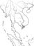 World Map of INDOCHINA: Indochinese Peninsula, Thailand, Vietnam, Laos, Malaysia, Cambodja. Geographic chart.