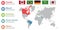 World map infographic. Slide presentation. Canada, Brazil, Germany, Saudi Arabia, Japan business marketing concept. Color countrie