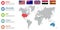 World map infographic. Slide presentation. USA, Australia, UK, Egypt, Spain business marketing concept. Color countries with flags