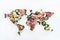World map made of flowers