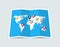 World map with pin of location. Paper world map for travel, business and tourism. Template of earth with country. Global geography