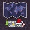 world map with point of santa clause hat come with merry christmas letters design. christmas concept - vector