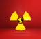 World map on Radioactive symbol. Red studio background