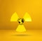 World map on Radioactive symbol. Yellow studio background