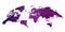 World map in rounded style , triangular map in purple color