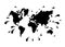 World map vector blot spray droplets as ink