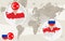 World map zoom on Turkey, Russia