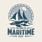 World Maritime Day with sailboat in old style background emblem