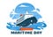 World Maritime Day Vector Illustration with Sea and Ship for Shipping Safety and Security and the Marine Environment in Nautical