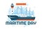 World Maritime Day Vector Illustration with Sea and Ship for Shipping Safety and Security and the Marine Environment in Nautical