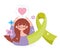World mental health day, girl brain love green ribbon