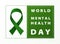 World mental health day green ribbon card background. You can use for world health day on April 7th, ad, poster, campaign artwork