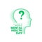 world mental health day poster with line art human head and question mark