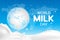 World milk day lettering. Generated image earth on world map and cyan background