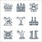 World monument line icons. linear set. quality vector line set such as pura, washington monument, torii gate, mecca, fernsehturm