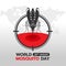 World mosquito day banner with mosquito Drinking blood in circle focus on earth world abstract dot map texture background vector