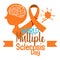 World Multiple Sclerosis Day logo or banner with orange ribbon