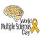 World Multiple Sclerosis Day, schematic representation of an affected human brain and a symbolic ribbon