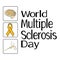 World Multiple Sclerosis Day, schematic representation of affected neuron and human brain, idea for banner or poster