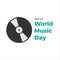 World music Day. June 21. Template for background, banner, card, poster, greeting with isolated vinyl record vector illustration