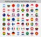 World national flags round buttons